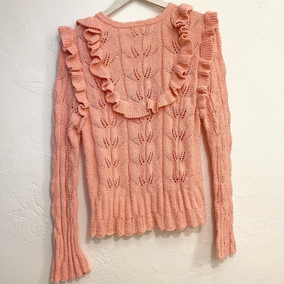 LoveShackFancy Warren Ruffle Button Up Cardigan Tulip Sachet - Picture 5 of 5